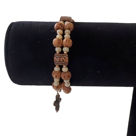 LIVE Beaded Bracelet Memory Wire Adjusts Bangle Cross Religious Inspirational - Picture 7 of 16